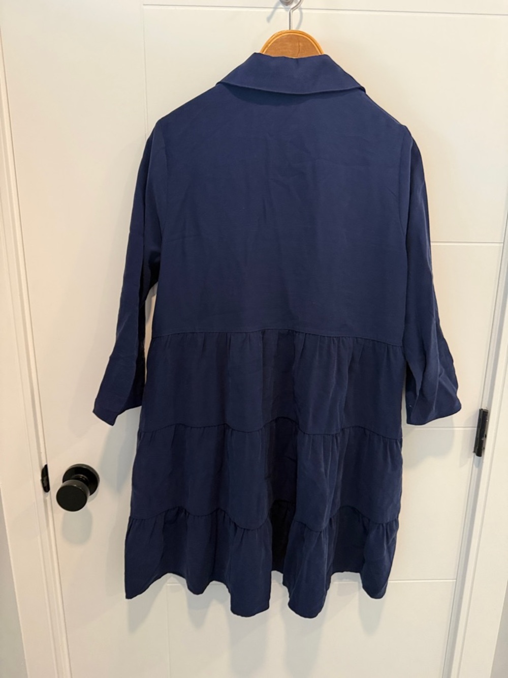 APRICOT Navy Button-Front Gathered Shirt Dress size 6 oversized - Picture 6 of 7